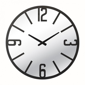 Часы настенные, интерьерные, бесшумные, d-50 см, зеркало, черные 10957465