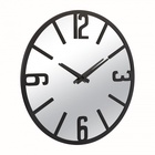 Часы настенные, интерьерные, бесшумные, d-50 см, зеркало, черные 10957465