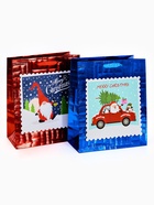 Набор подарочных пакетов «Новый год», 2 шт,  25,4 × 30,5 × 12,7 см - фото 60980247