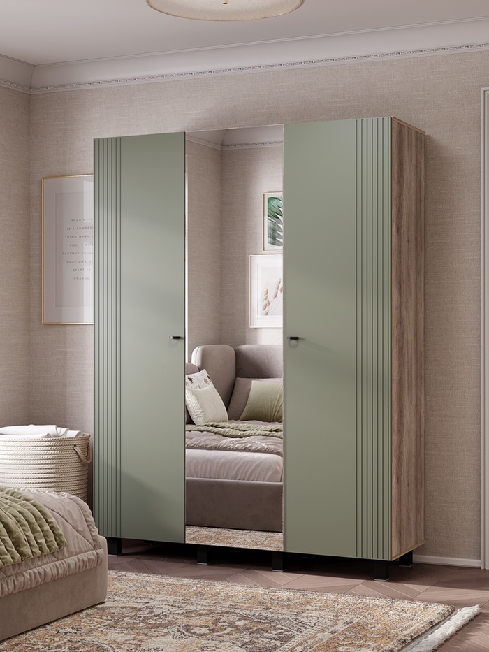 УЦЕНКА Шкаф трехстворчатый Олива ШК-08 1502х2016х514 Дуб каньон/MF12 - Фото 1