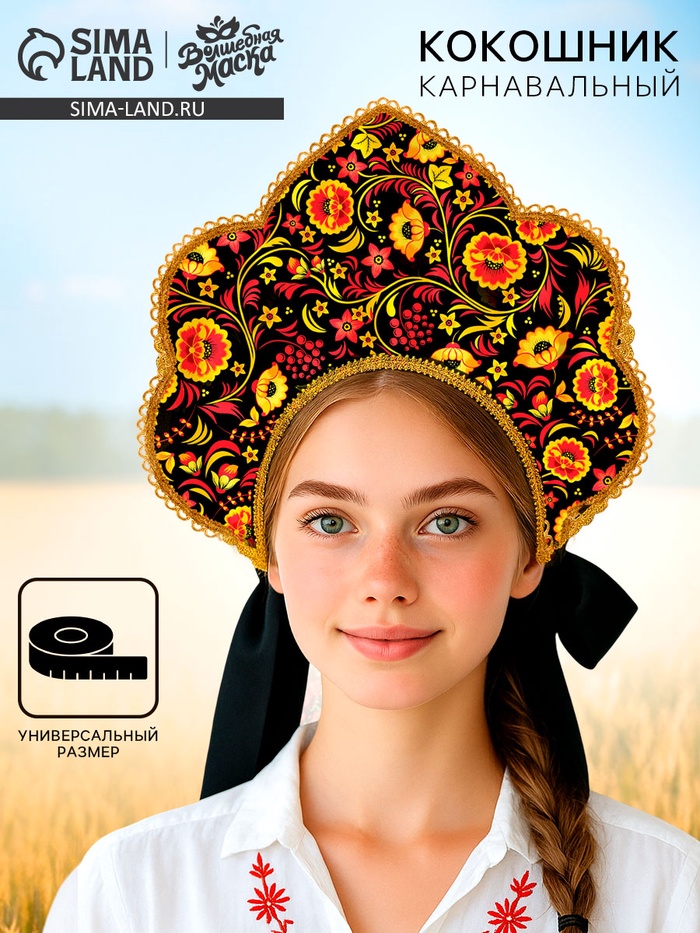 Карнавальный кокошник «Русско-народный», хохлома - Фото 1