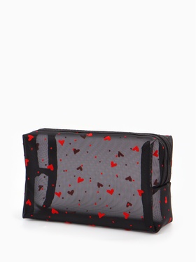 Косметичка дор Сердца, сетка 18*7,5*10, отд на молнии, черный