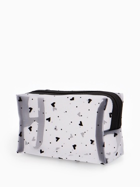 Косметичка дор Сердца, сетка 18*7,5*10, отд на молнии, белый