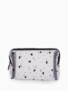 Косметичка женская HEARTS, с рисунком, сетка, на молнии, белая - Фото 3