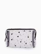 Косметичка женская HEARTS, с рисунком, сетка, на молнии, белая - Фото 8