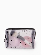 Косметичка женская HEARTS, с рисунком, сетка, на молнии, белая - Фото 7