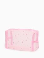 Косметичка женская HEARTS, с рисунком, сетка, на молнии, розовая - Фото 1
