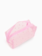 Косметичка женская HEARTS, с рисунком, сетка, на молнии, розовая - Фото 4