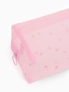Косметичка женская HEARTS, с рисунком, сетка, на молнии, розовая - Фото 5