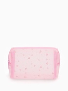 Косметичка женская HEARTS, с рисунком, сетка, на молнии, розовая - Фото 8