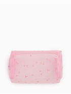 Косметичка женская HEARTS, с рисунком, сетка, на молнии, розовая - Фото 6