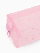 Косметичка женская HEARTS, с рисунком, сетка, на молнии, розовая - Фото 7
