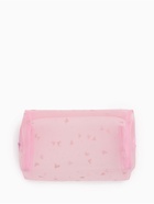 Косметичка женская HEARTS, с рисунком, сетка, на молнии, розовая - Фото 8