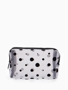 Косметичка женская DOT, с рисунком, сетка, на молнии, белая - Фото 3