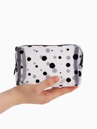 Косметичка женская DOT, с рисунком, сетка, на молнии, белая - Фото 3