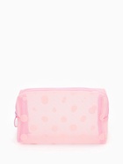 Косметичка женская DOT, с рисунком, сетка, на молнии, розовая - Фото 7