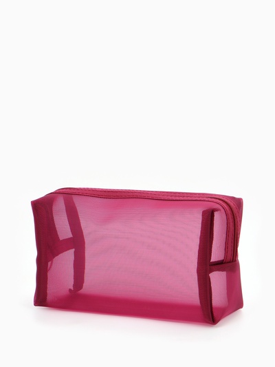 Косметичка женская Classic, полупрозрачная, на молнии, бордовая