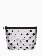 Косметичка DOTs, с рисунком, сетка, на молнии, белая - Фото 1