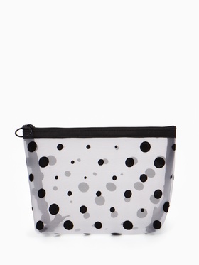 Косметичка DOTs, с рисунком, сетка, на молнии, белая
