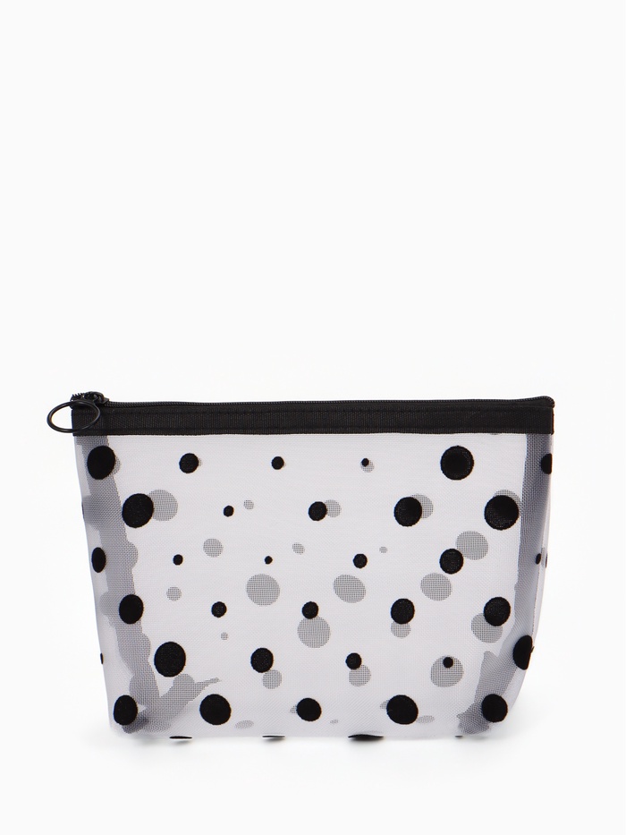 Косметичка DOTs, с рисунком, сетка, на молнии, белая - Фото 1