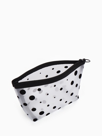 Косметичка DOTs, с рисунком, сетка, на молнии, белая