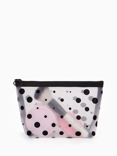 Косметичка DOTs, с рисунком, сетка, на молнии, белая