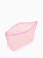 Косметичка DOTs, с рисунком, сетка, на молнии, розовая - Фото 3