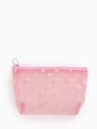 Косметичка DOTs, с рисунком, сетка, на молнии, розовая - Фото 5