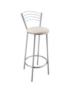 УЦЕНКА Табурет барный "Высокий" со спинкой, Серебристый металлик/Молочный - Фото 1