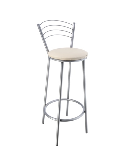 УЦЕНКА Табурет барный "Высокий" со спинкой, Серебристый металлик/Молочный