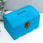 УЦЕНКА Шкатулка дерево "Сундучок" синяя 8х8х12 см - Фото 2