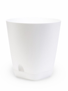 Горшок для цветов «Гранд», 8 л, d=24 см, h=25 см, пластиковый, с прикорневым поливом, белый