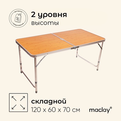 УЦЕНКА Стол туристический maclay, складной, 120×60×70 см, цвет под дерево