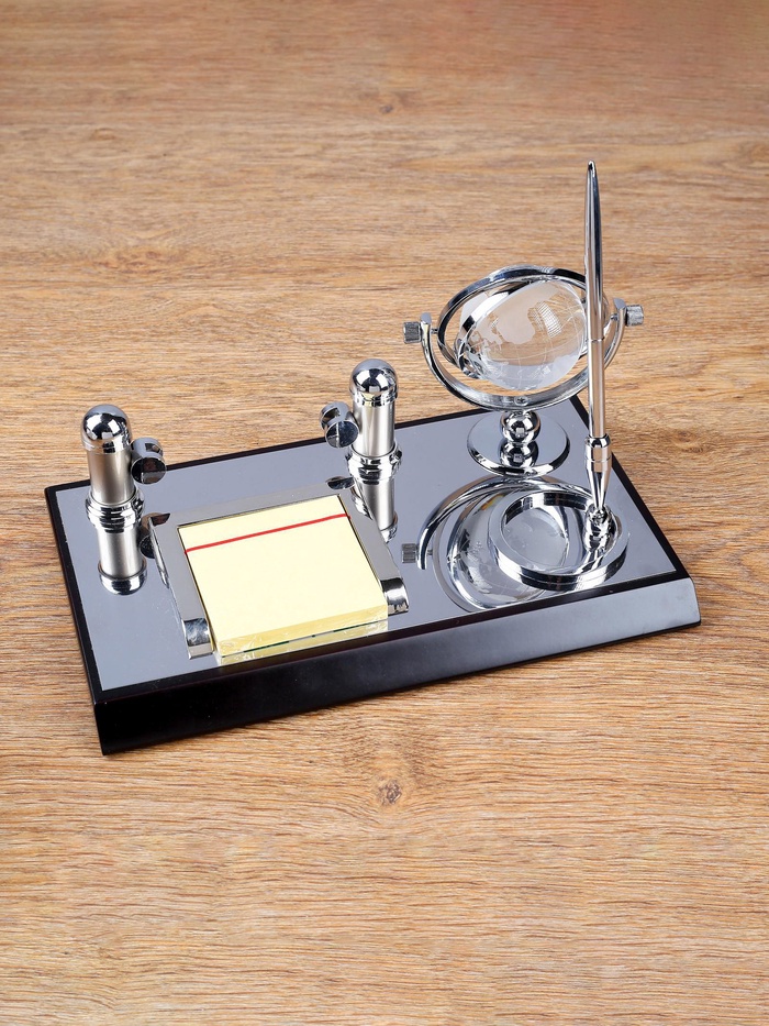 УЦЕНКА Набор настольный 4в1 с визитницей, черное дерево - Фото 1