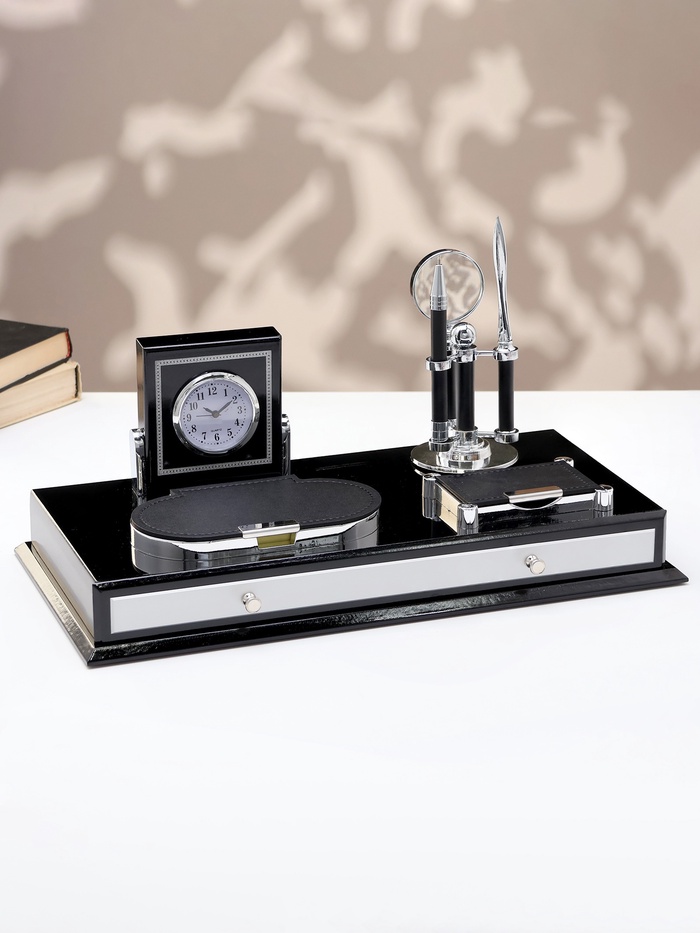 УЦЕНКА Набор настольный канцелярский 7в1 с визитницей, карандашницей, лупой и ножом для писем - Фото 1