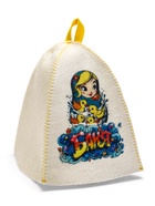 Шапка для бани и сауны «Матрёшка с уточками», полиэфир, шерсть, белая - фото 61615079