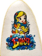 Шапка для бани и сауны «Матрёшка с уточками», полиэфир, шерсть, белая - фото 61615081