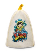 Шапка для бани и сауны «Матрешка в пузыриках», полиэфир, шерсть, белая - фото 61615092