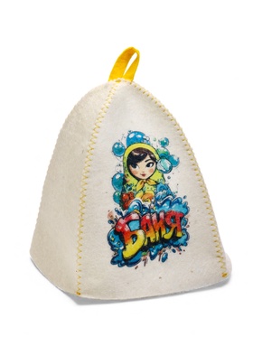 Шапка для бани и сауны «Матрёшка в пузыриках», полиэфир, шерсть, белая