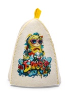 Шапка для бани с принтом "Матрешка в очках", белая - фото 61615098