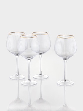 Набор бокалов для вина Magistro «Орион», 550 мл, 4 шт., 10×22 см, стекло, с золотой отводкой, прозрачный