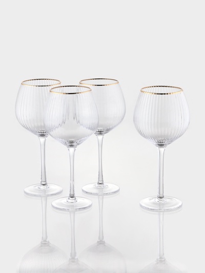 Набор бокалов для вина Magistro «Орион», 550 мл, 4 шт., 10×22 см, стекло, с золотой отводкой, прозрачный