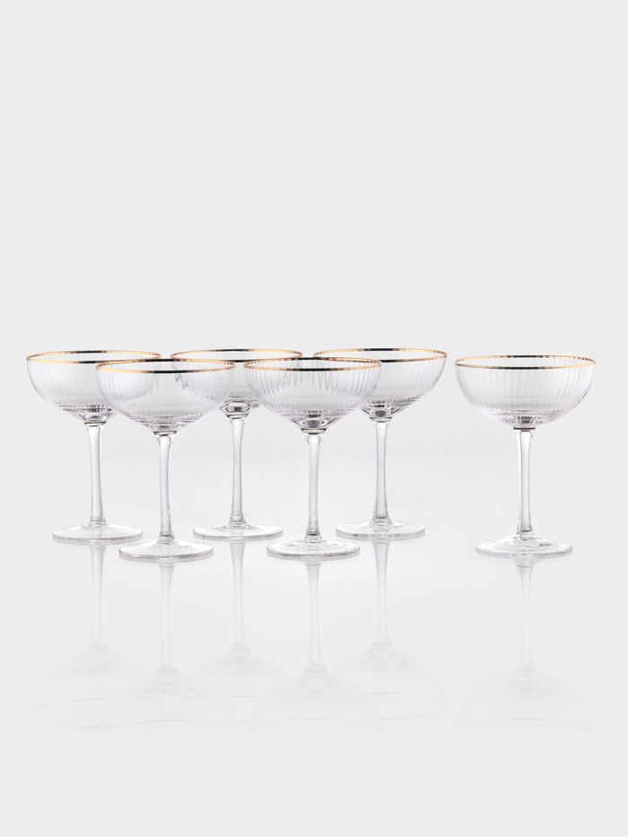 Набор бокалов для коктейлей Magistro «Орион», 270 мл, 6 шт., 15×11.2 см, стекло, с золотой отводкой, прозрачный - Фото 1