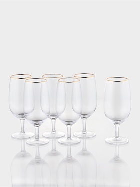 Набор бокалов для пива Magistro «Руно», 550 мл, 6 шт., 20.1×6.3 см, на ножке, стекло, с золотой отводкой, прозрачный