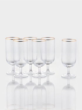 Набор бокалов для пива Magistro «Руно», 390 мл, 6 шт., 17.5×7 см, на ножке, стекло, с золотой отводкой, прозрачный