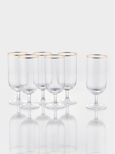 Набор бокалов для пива Magistro «Руно», 390 мл, 6 шт., 17.5×7 см, на ножке, стекло, с золотой отводкой, прозрачный