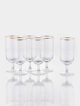 Набор бокалов для пива Magistro «Руно», 390 мл, 6 шт., 17.5×7 см, на ножке, стекло, с золотой отводкой, прозрачный