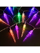 УЦЕНКА Гирлянда «Нить» 3 м с насадками «Сосульки 7.5 см», IP20, прозрачная нить, 20 LED, свечение мульти (RG/RB), мигание, USB 10960085