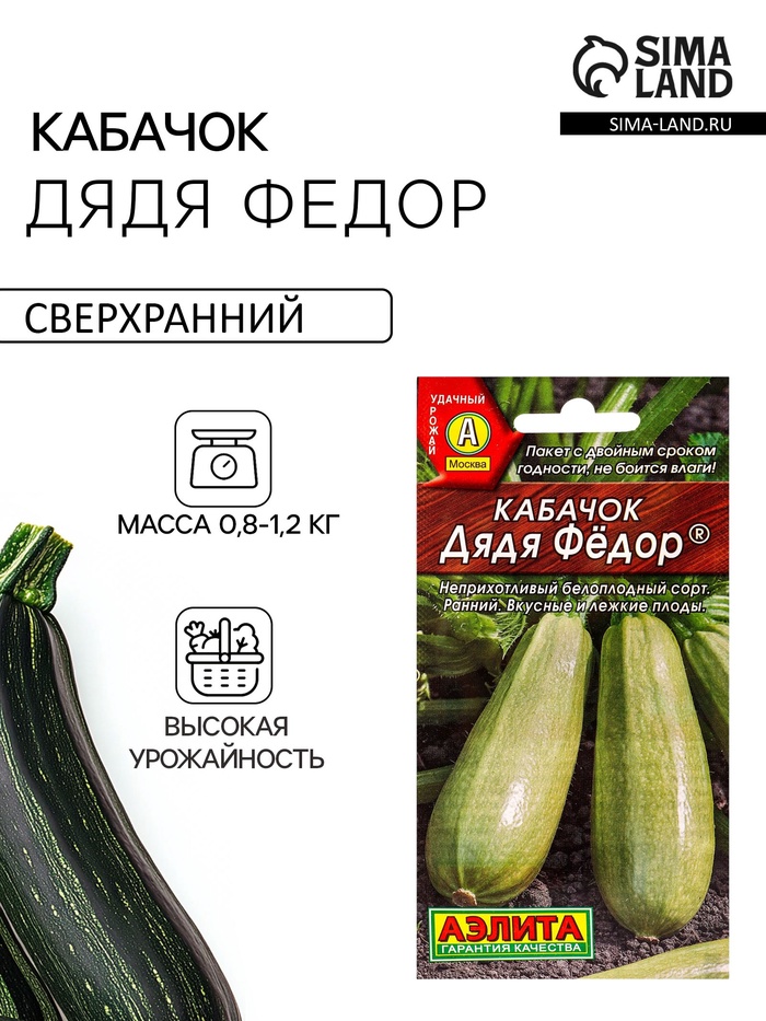 Семена Кабачок белоплодный «Дядя Фёдор», 1 г, «АЭЛИТА»