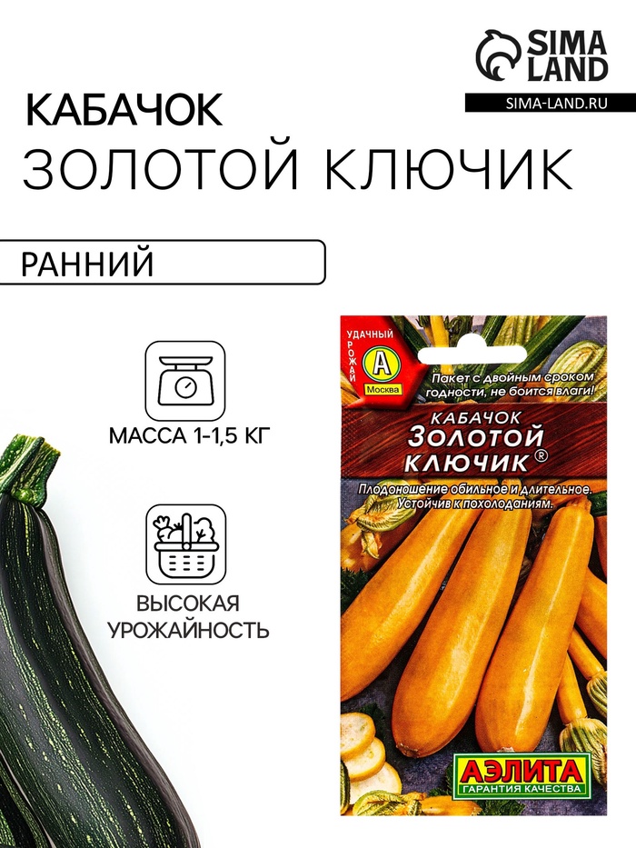 Семена Кабачок цукини «Золотой ключик», 1 г, «Аэлита»